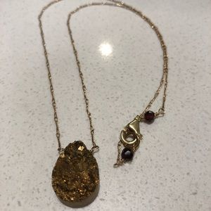 Gold Geode Necklace - Pyrite